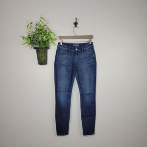 Silver Suki Skinny Jegging Jeans Dark Indigo Blue Multi Color Stitching 27